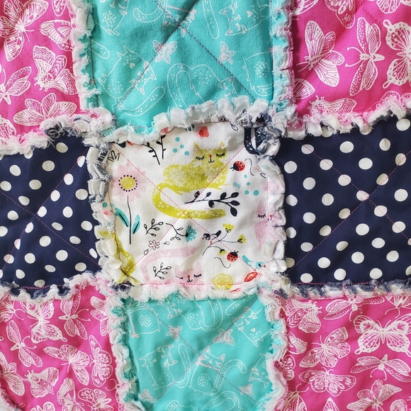 New Homemade Newborn Rag Quilt Security Blanket Doll Blanket Pet Blanket - Picture 5 of 13